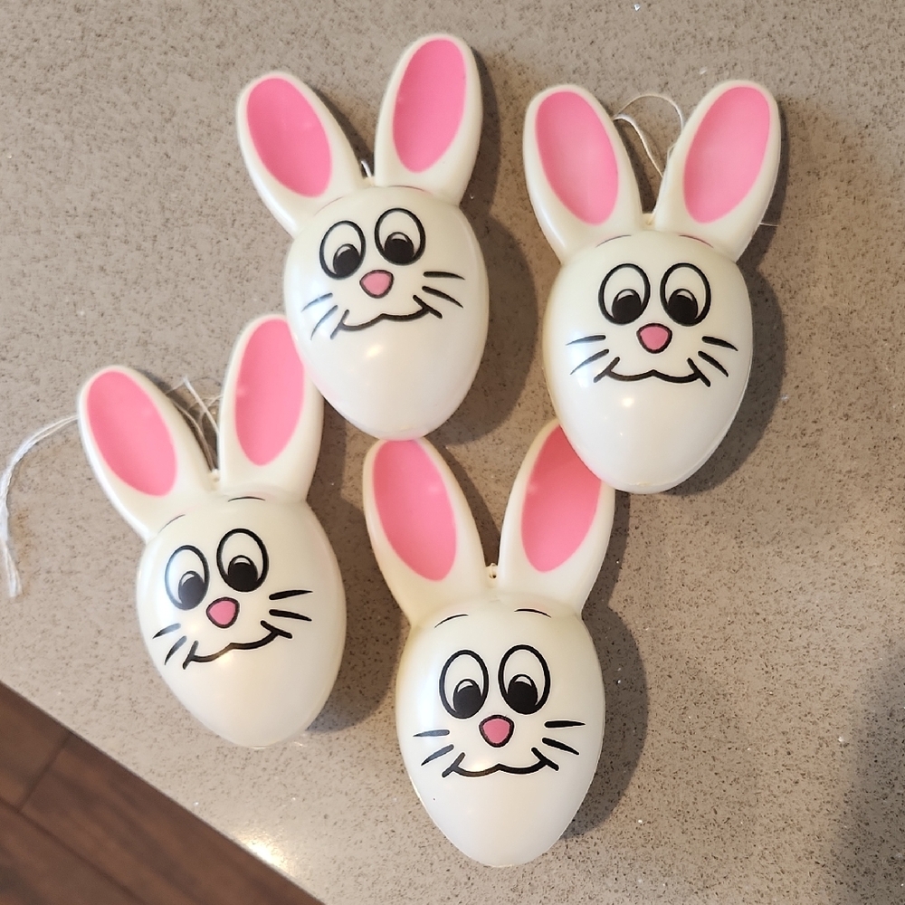 Vintage Easter Bunny Plastic Easter Eggs / Ornaments